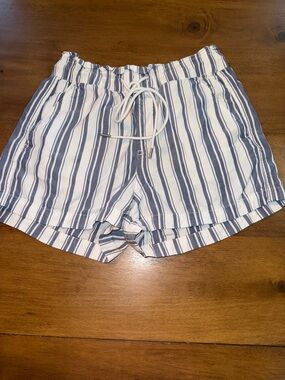 Loft Striped White & Blue Drawstring Women’s Shorts